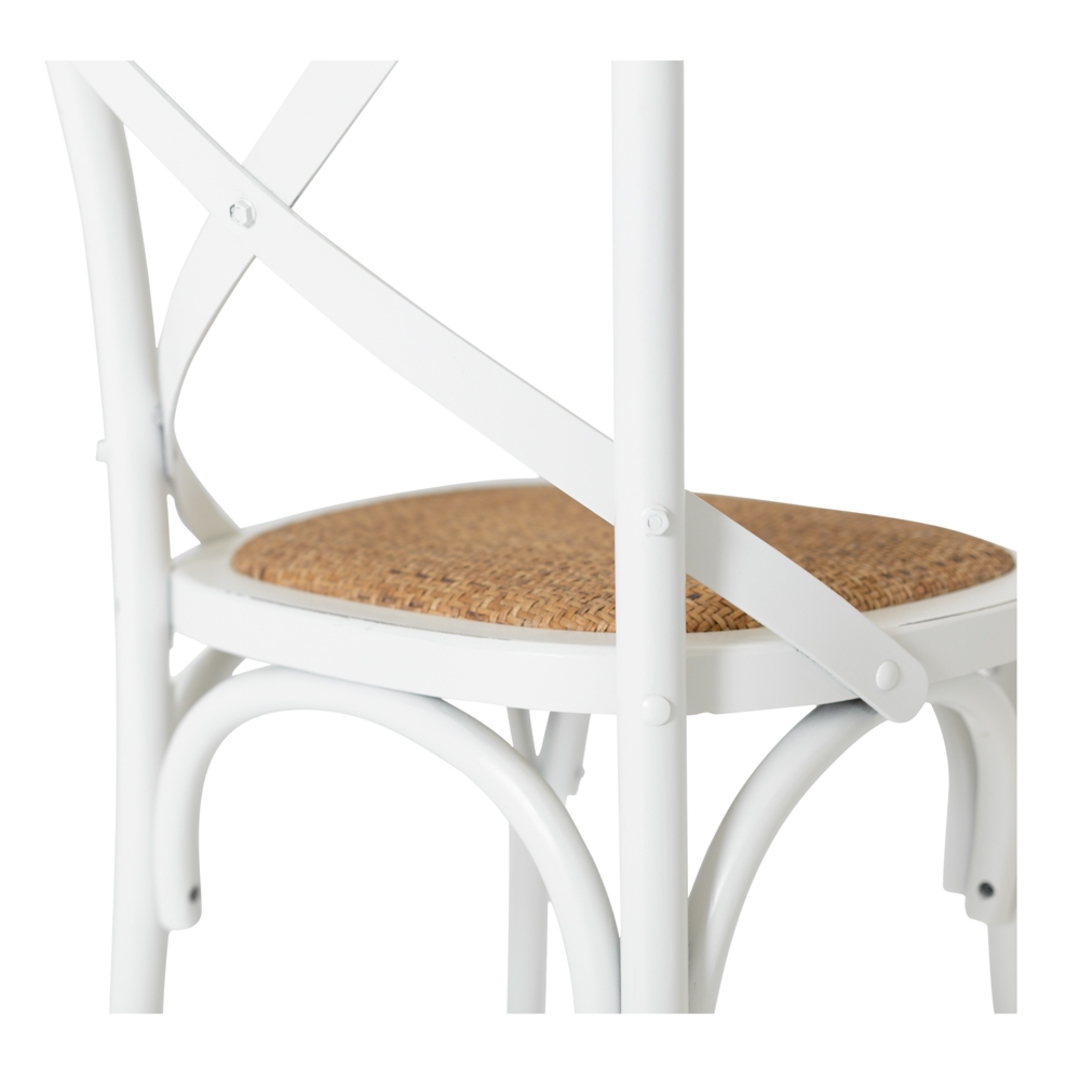 Villa X-Back Dining Chair Aged White Rattan Seat image 4